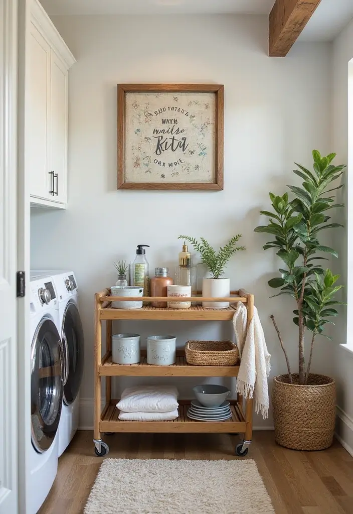 15 Laundry Room Storage Hacks for Small Spaces - 9. A Stylish Laundry Cart
