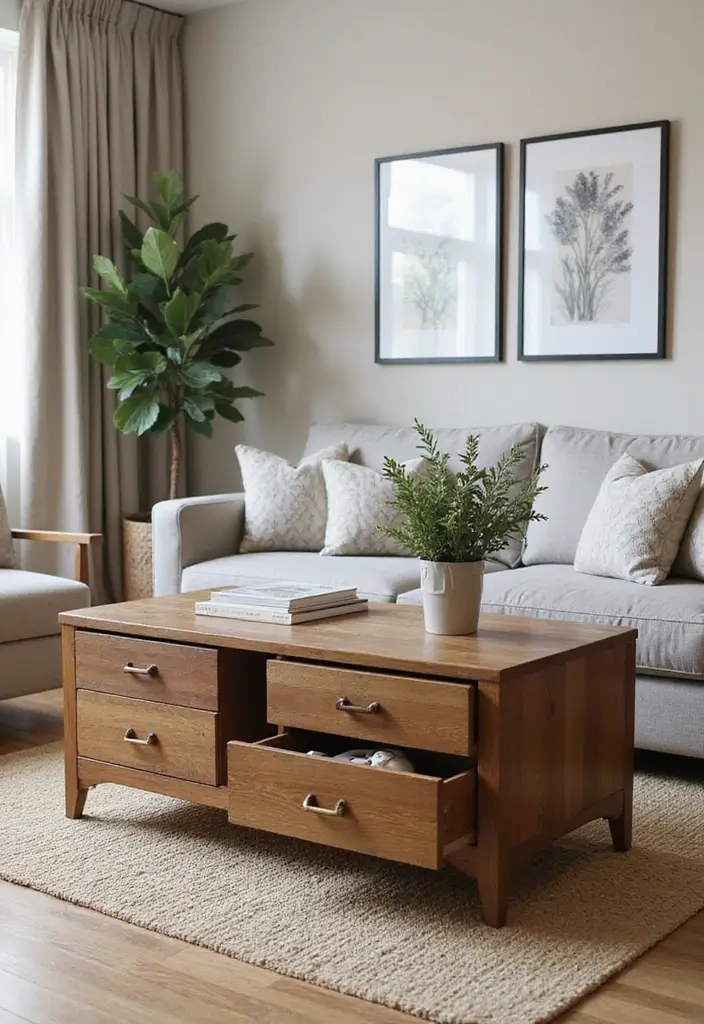 15 Living Room Furniture Ideas for Every Space - 2. Multi-Functional Coffee Tables
