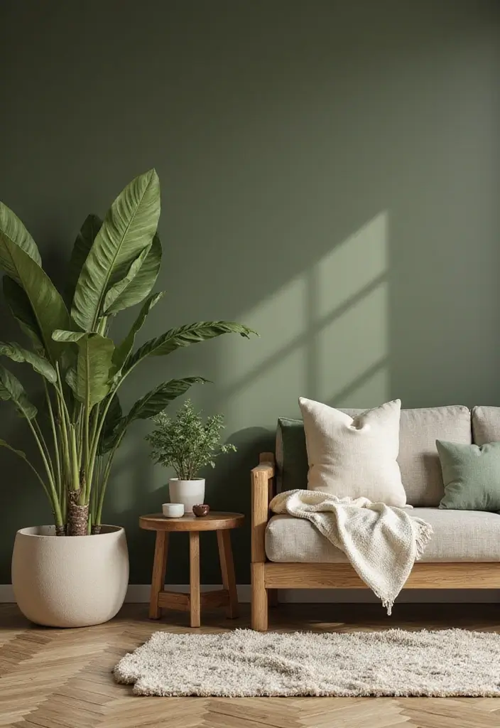 15 Living Room Paint Color Ideas to Brighten Your Space - 1. Earthy Olive Green