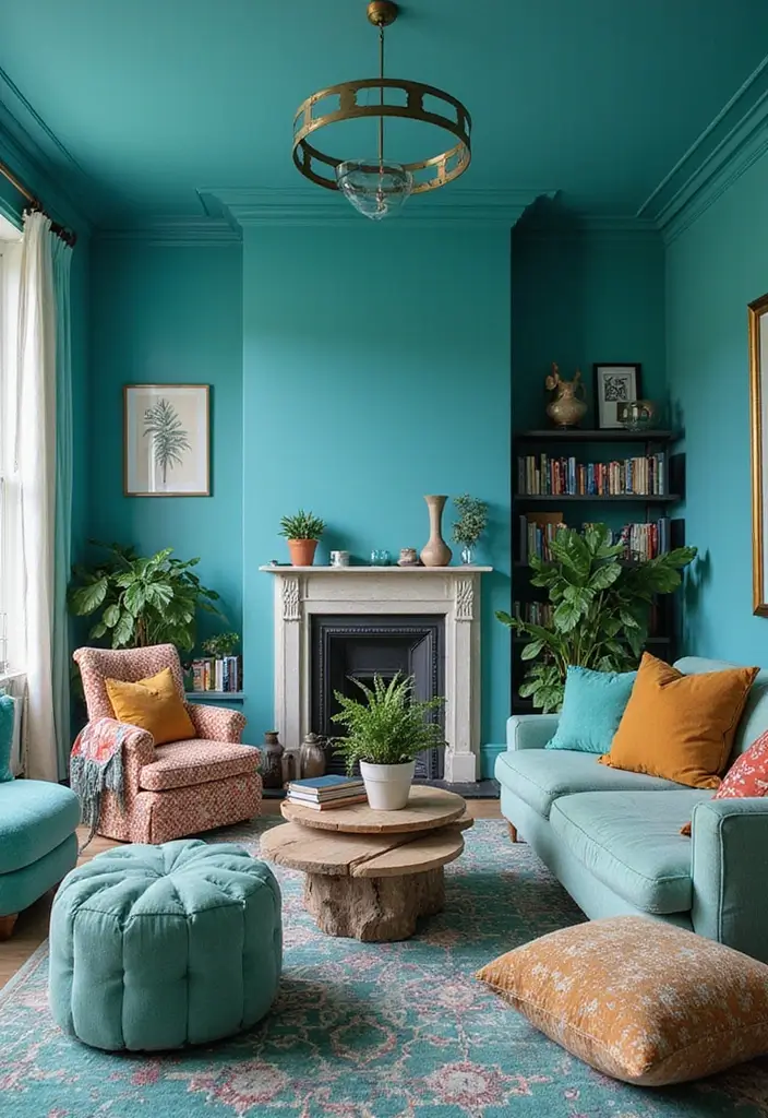 15 Living Room Paint Color Ideas to Brighten Your Space - 10. Playful Aqua