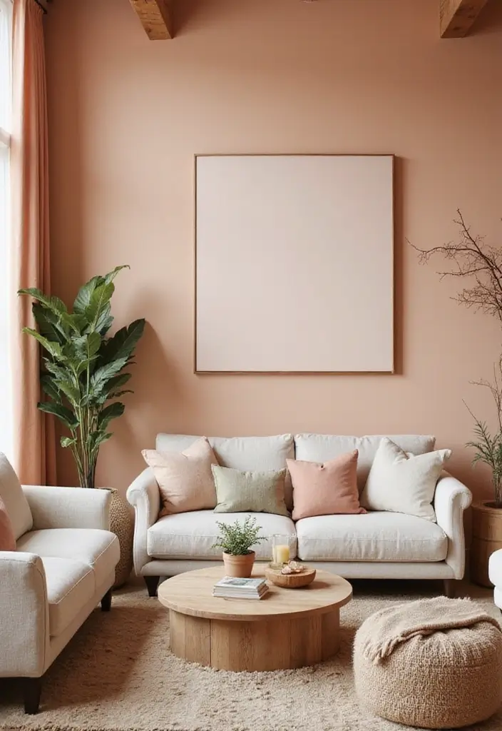 15 Living Room Paint Color Ideas to Brighten Your Space - 11. Muted Peach
