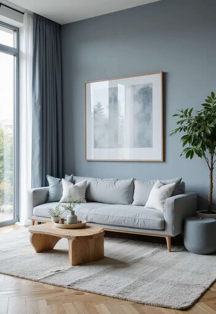 15 Living Room Paint Color Ideas to Brighten Your Space - 15. Cool Ash Blue