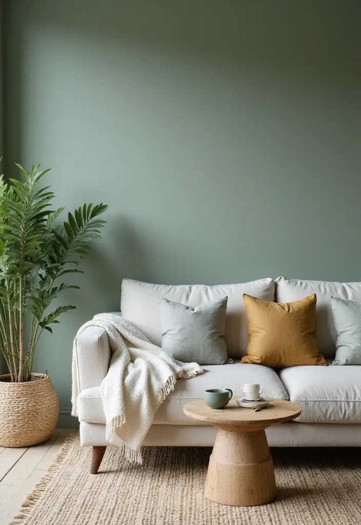 15 Living Room Paint Color Ideas to Brighten Your Space - 4. Calming Sage Green