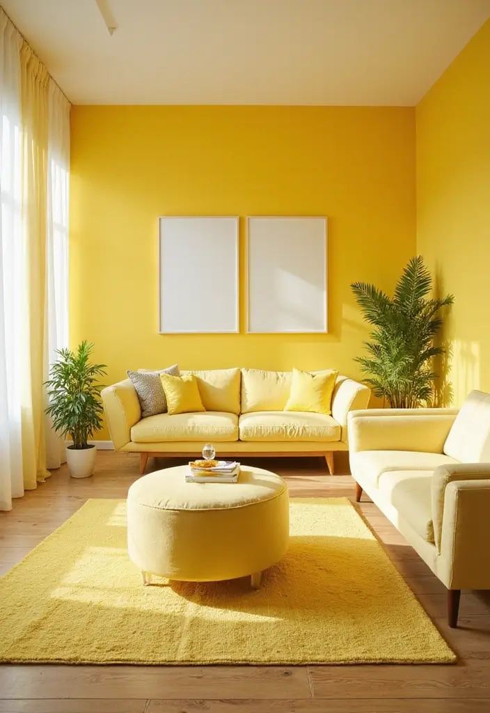 15 Living Room Paint Color Ideas to Brighten Your Space - 5. Bright Lemon Yellow