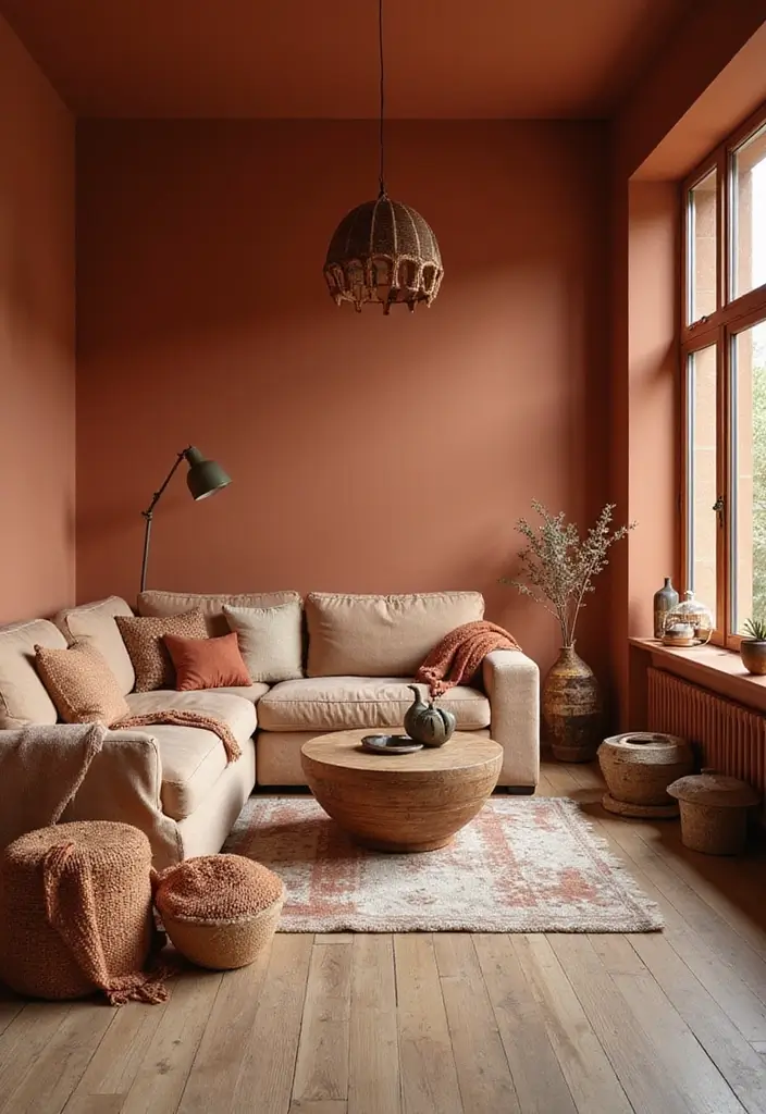 15 Living Room Paint Color Ideas to Brighten Your Space - 6. Cozy Terracotta