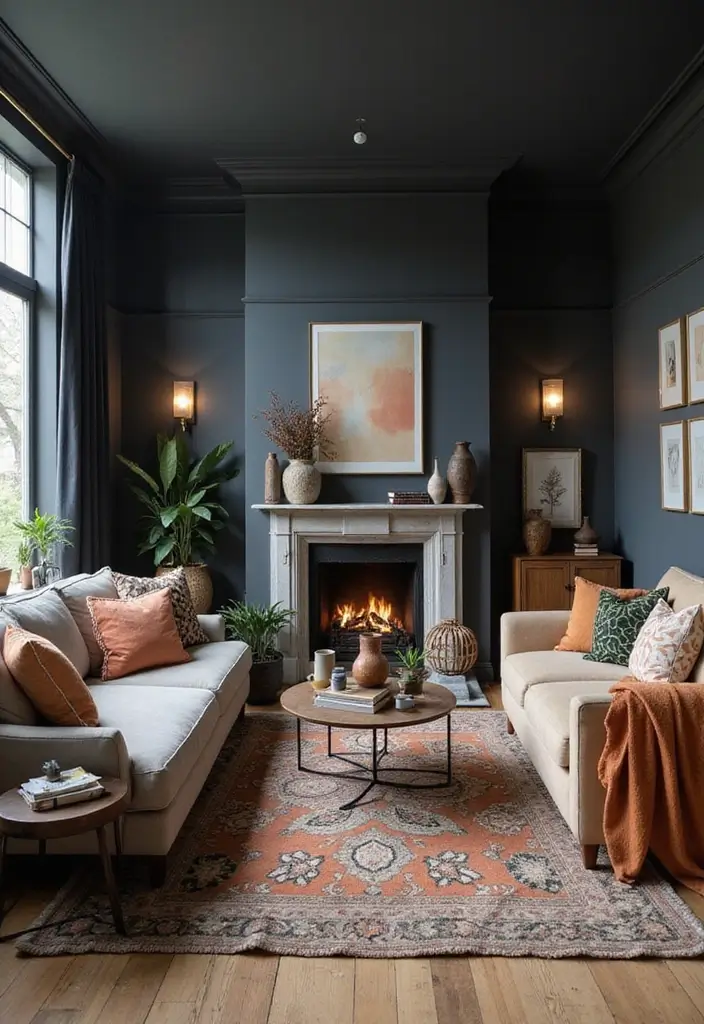 15 Living Room Paint Color Ideas to Brighten Your Space - 9. Deep Charcoal