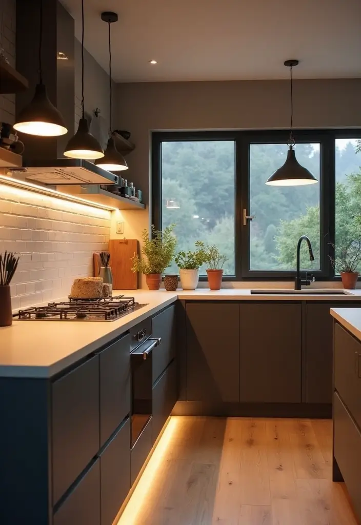 15 Modular Kitchen Ideas for Contemporary Homes - 12. Sustainable Lighting Solutions