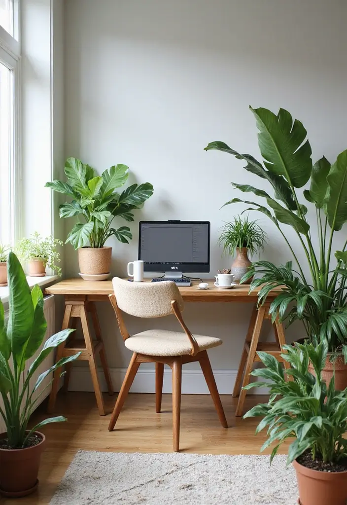15 Must-Have Home Office Furniture Pieces for a Sustainable Workspace - 8. Greenery and Plants