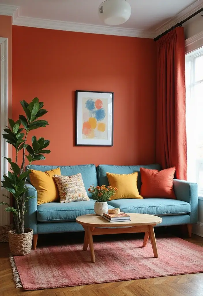 15 Small Apartment Living Room Design Ideas That Wow - 1. Go Bold with Colors