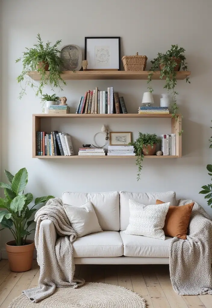 15 Small Apartment Living Room Design Ideas That Wow - 12. Opt for Open Shelving