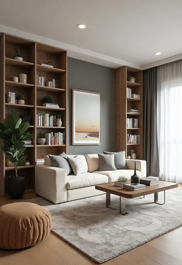 15 Small Apartment Living Room Design Ideas That Wow - 4. Incorporate Vertical Storage Solutions