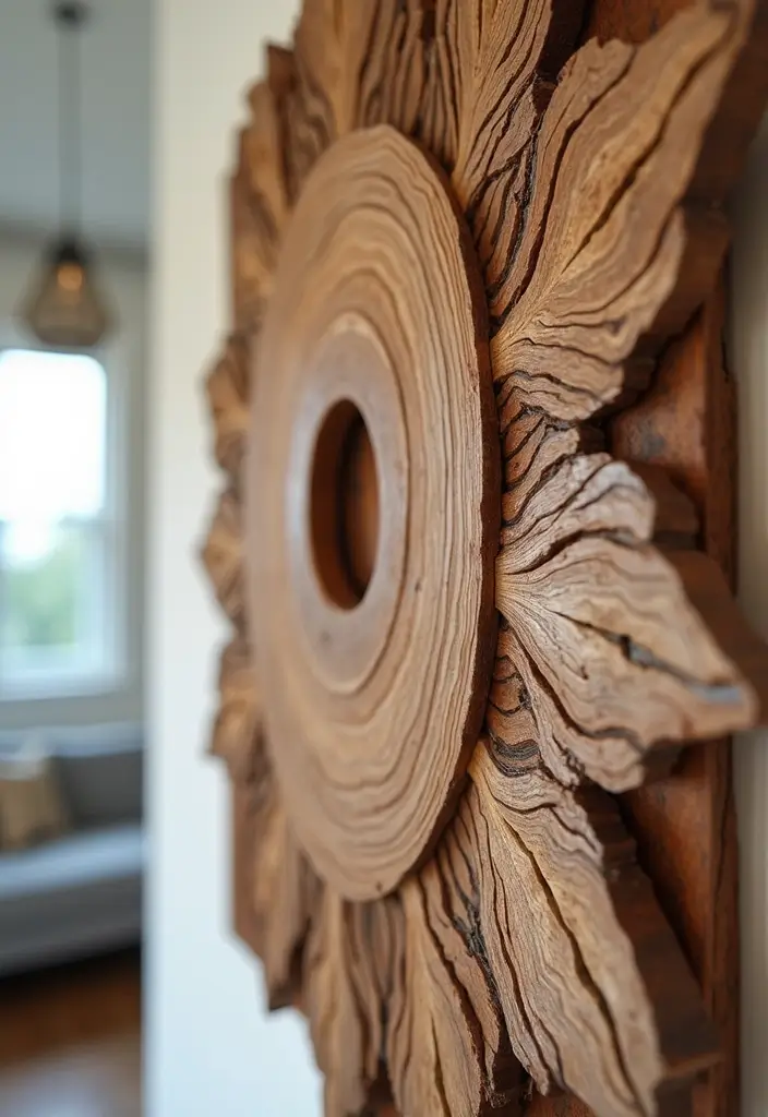15 Wall Art Living Room Ideas That Impress - 1. Recycled Wood Art