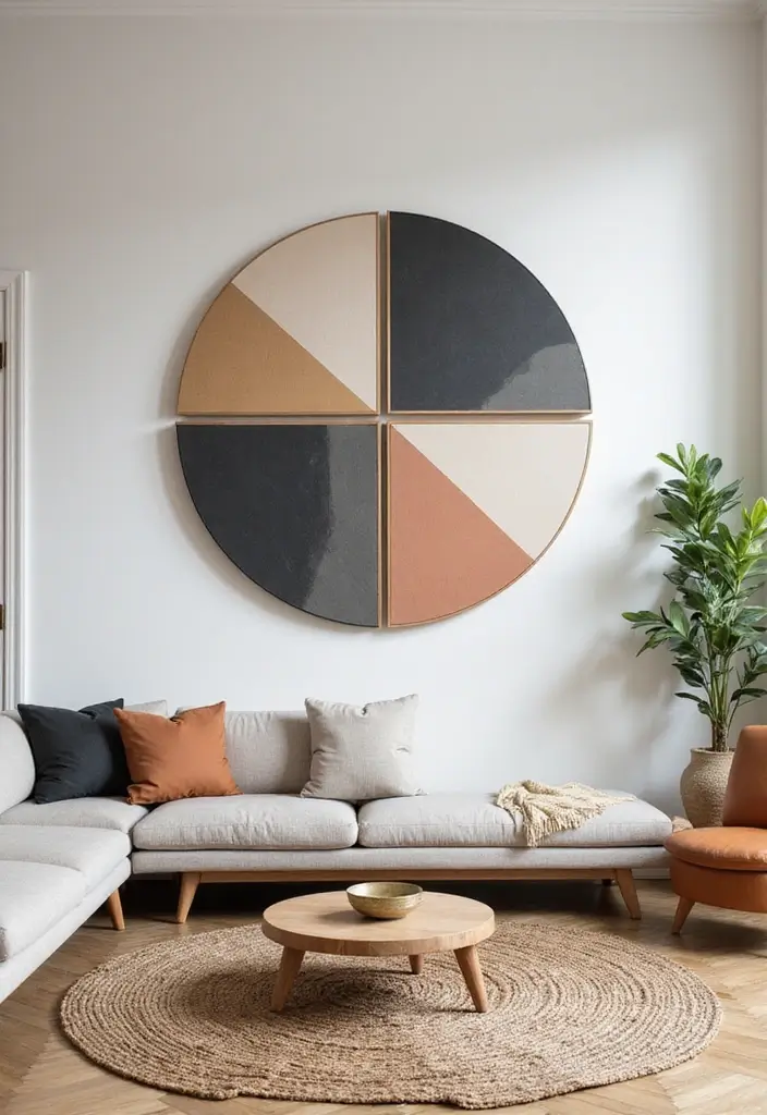 15 Wall Art Living Room Ideas That Impress - 12. Geometric Wall Art