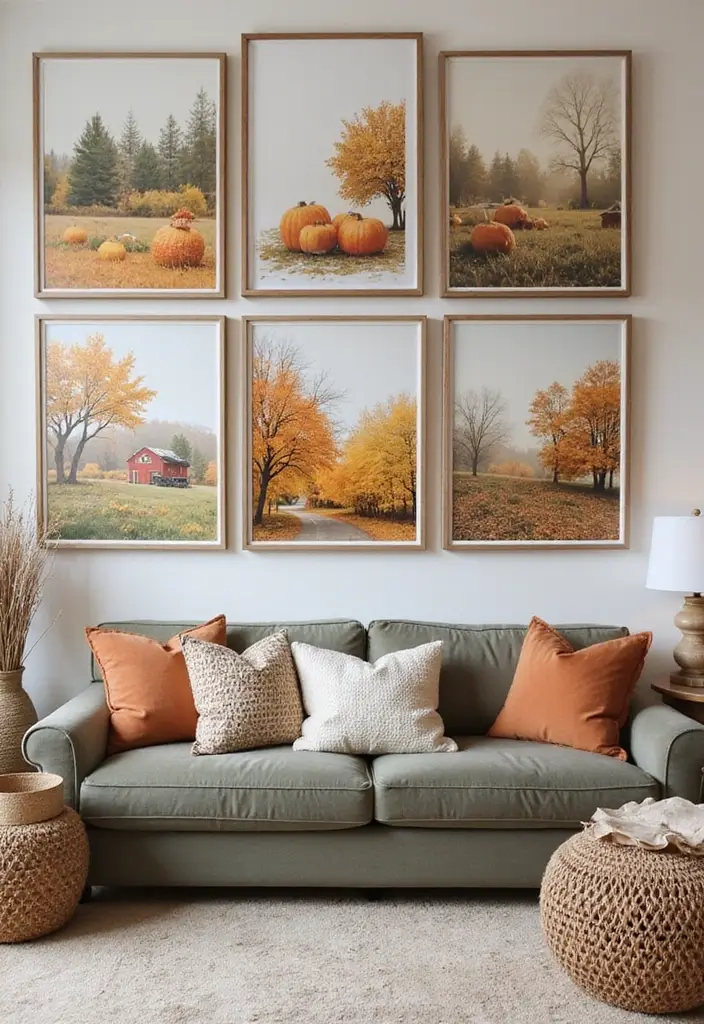 15 Wall Art Living Room Ideas That Impress - 15. Seasonal Wall Art Rotations