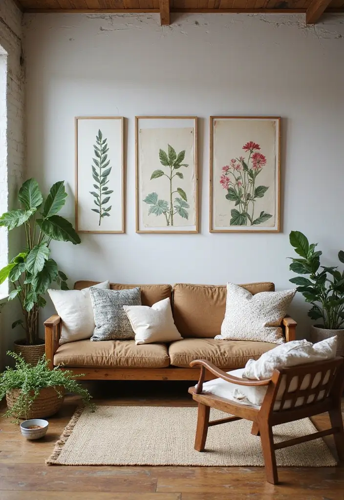 15 Wall Art Living Room Ideas That Impress - 3. Botanical Prints