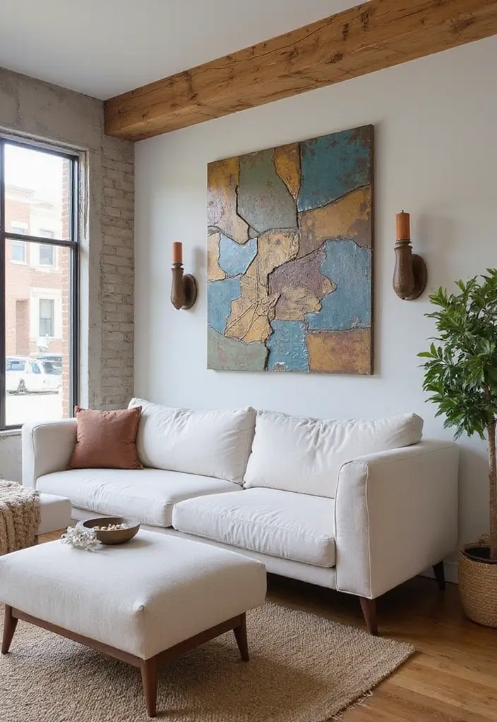 15 Wall Art Living Room Ideas That Impress - 7. Upcycled Metal Wall Art