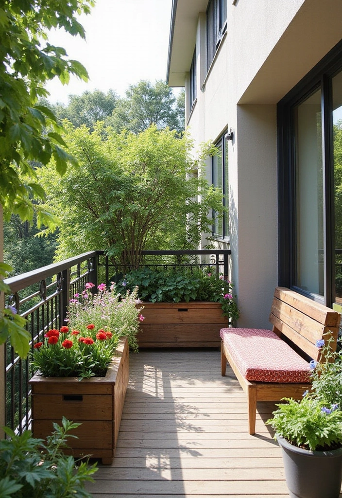 15 Ways to Style a Balcony with Plants - 5. Balcony Furniture with Integrated Planters