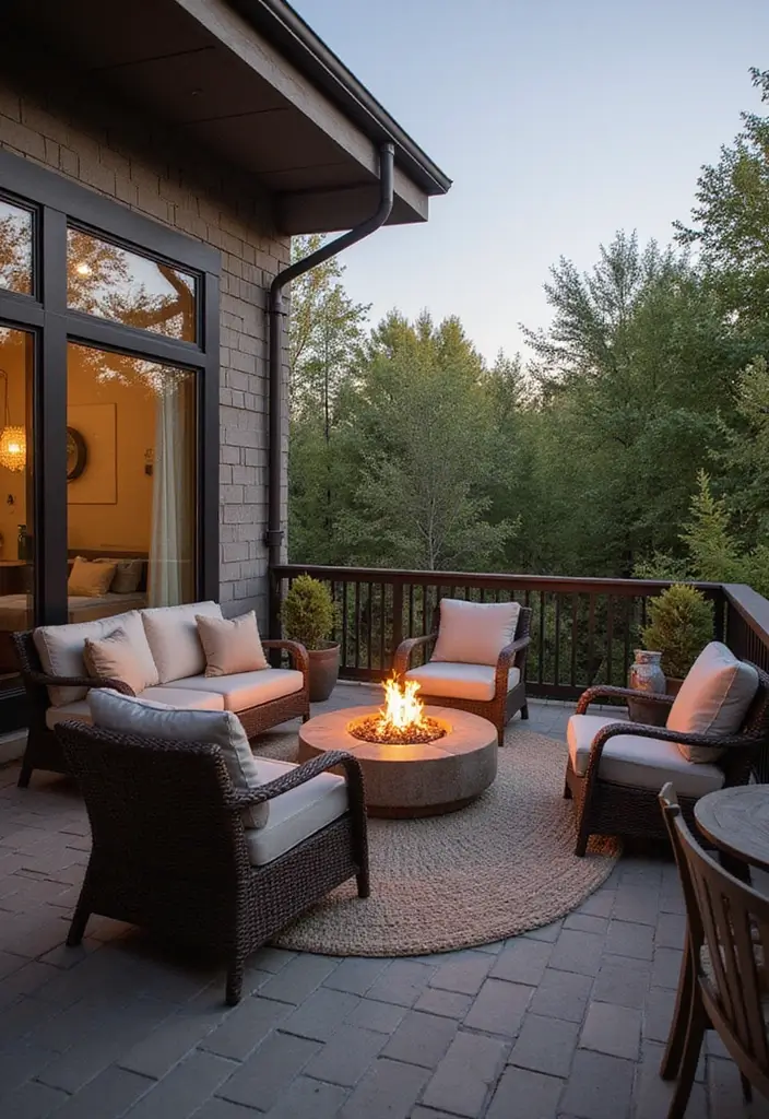 18 Balcony Decor Ideas for a Cozy Retreat - 11. Mini Fire Pit