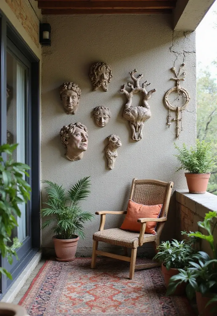 18 Balcony Decor Ideas for a Cozy Retreat - 17. Outdoor Art