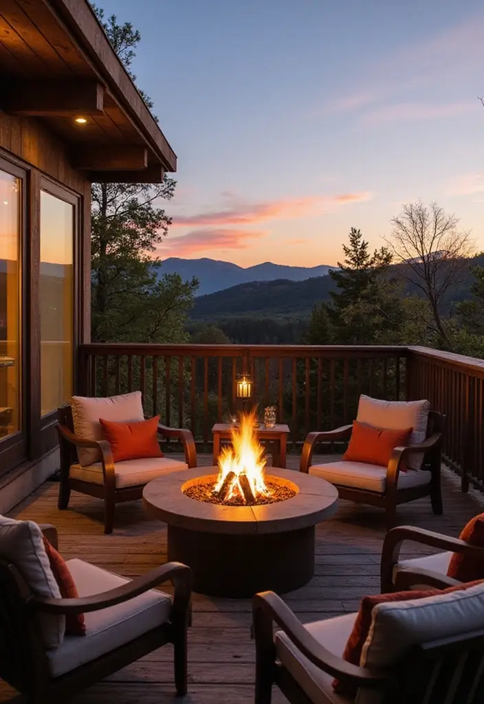 18 Balcony Decor Ideas for a Cozy Retreat - 18. Cozy Firepit Table