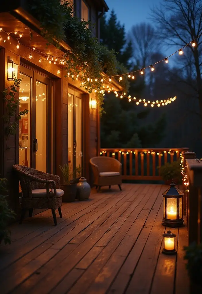 18 Balcony Decor Ideas for a Cozy Retreat - 3. Twinkling Lights