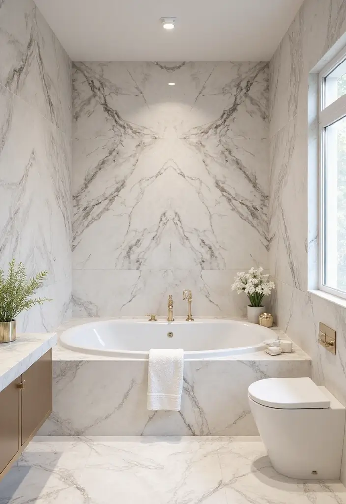 18 Bathroom Tiles That Make a Statement - 1. Marbled Elegance