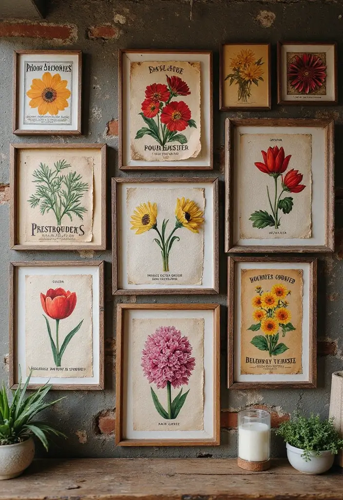 18 Eco-Friendly Wall Art Decor Ideas for Every Room - 11. Vintage Seed Packets