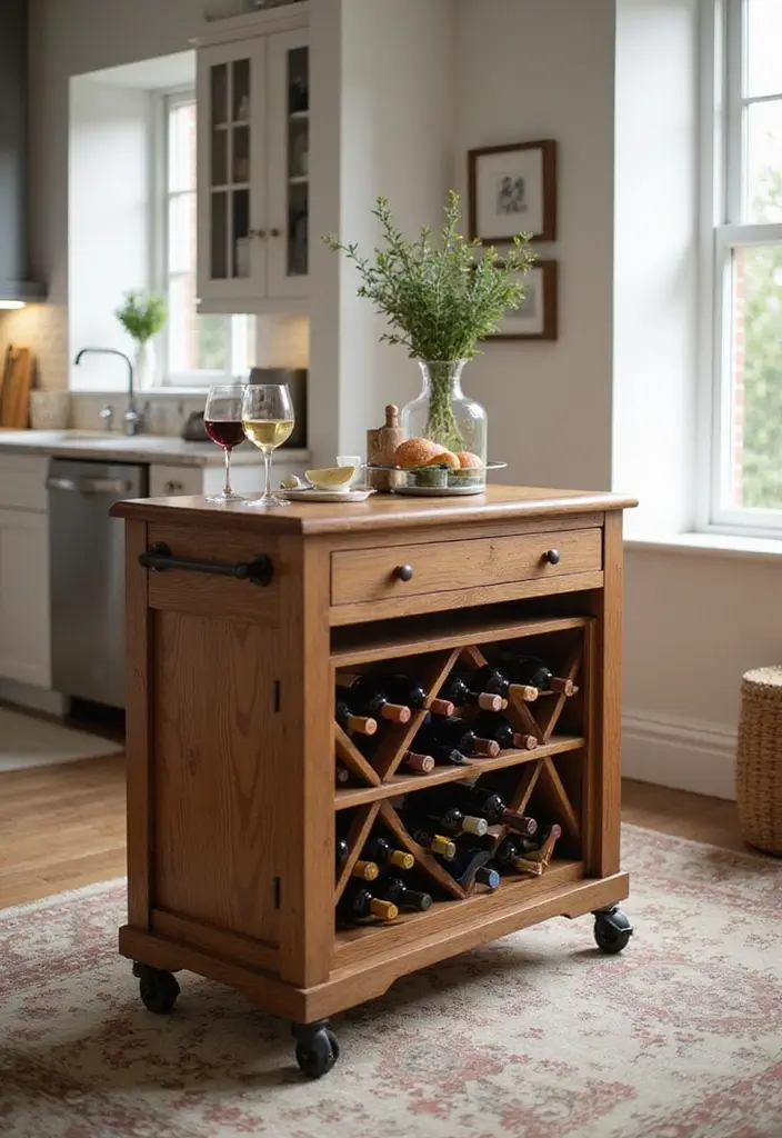 18 Kitchen Island Ideas for Every Layout - 12. Cart with Wine Storage