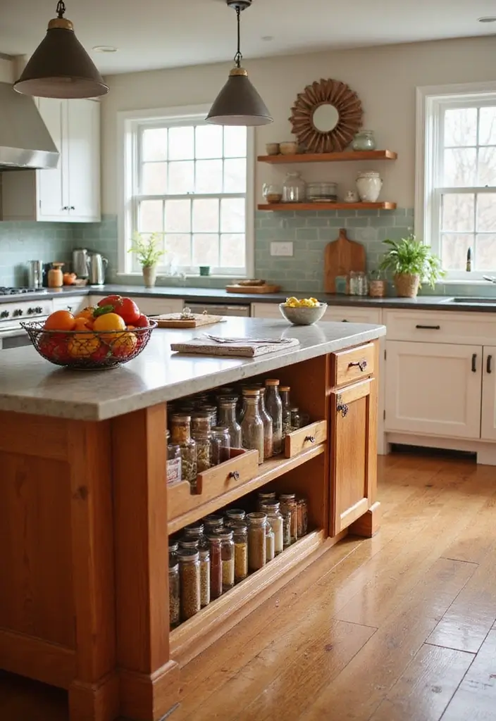 18 Kitchen Island Ideas for Every Layout - 16. Built-in Spice Rack Island
