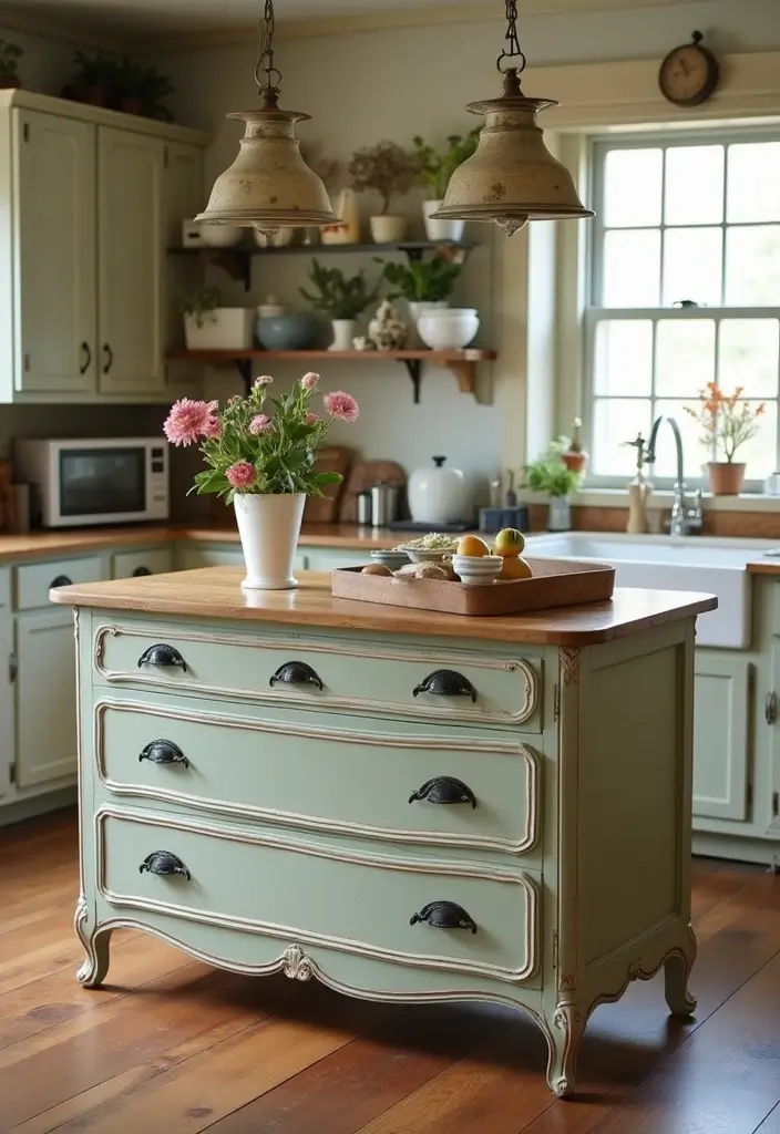 18 Kitchen Island Ideas for Every Layout - 18. Vintage Repurposed Island