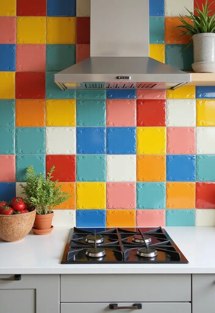18 Kitchen Tiles Design Ideas for a Stylish Backsplash - 15. Color-Blocked Tiles for a Bold Statement