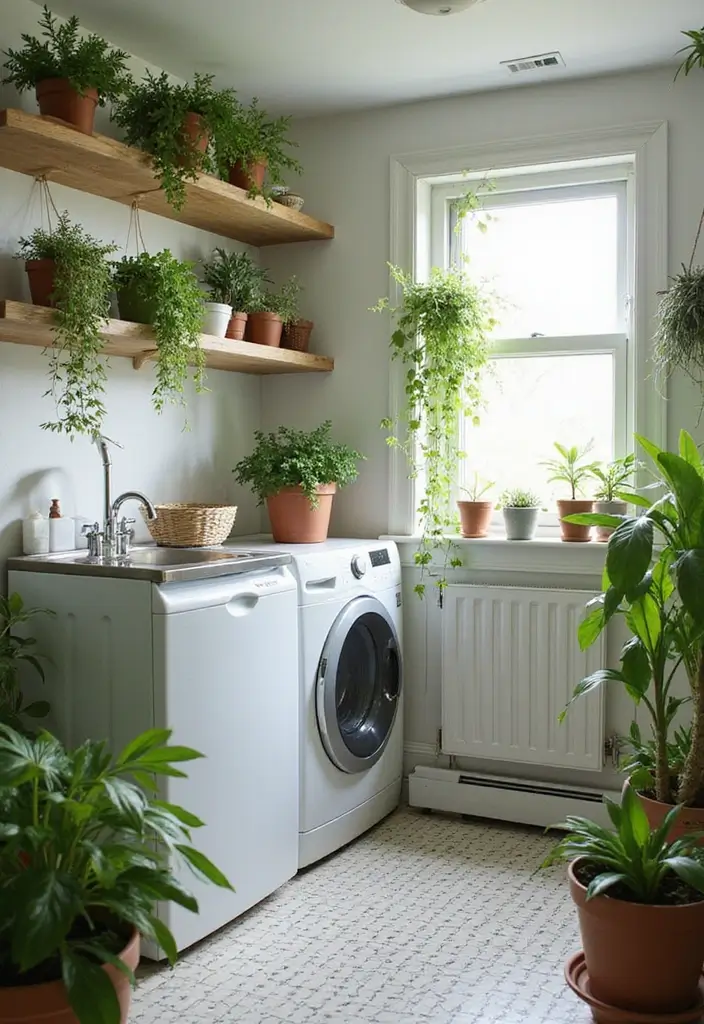 18 Laundry Room Ideas for a Stylish Wash Space - 6. Incorporate Greenery