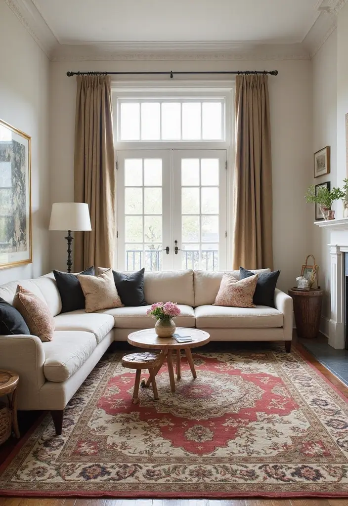 18 Living Room Designs for Small Spaces That Feel Huge - 10. Use of Rugs