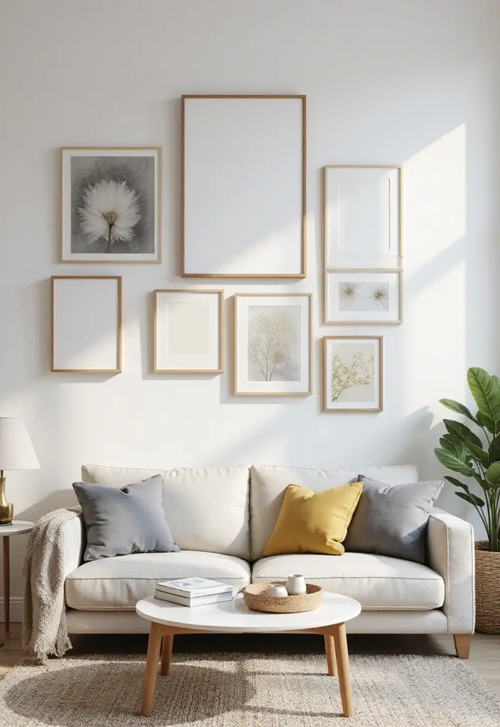 18 Living Room Designs for Small Spaces That Feel Huge - 5. Minimalist Wall Art