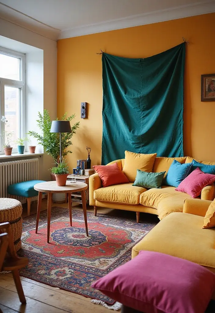 18 Living Room Designs for Small Spaces That Feel Huge - 8. Colorful Accents