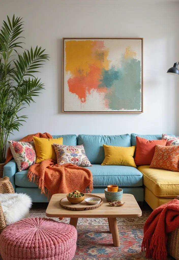 18 Living Room Ideas Modern Homeowners Swear By - 10. Colorful Accents with Sustainability