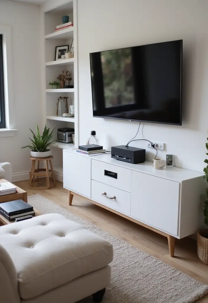 18 Small Apartment Living Room Decor Tips for Cozy Spaces - 14. Integrate Technology Seamlessly