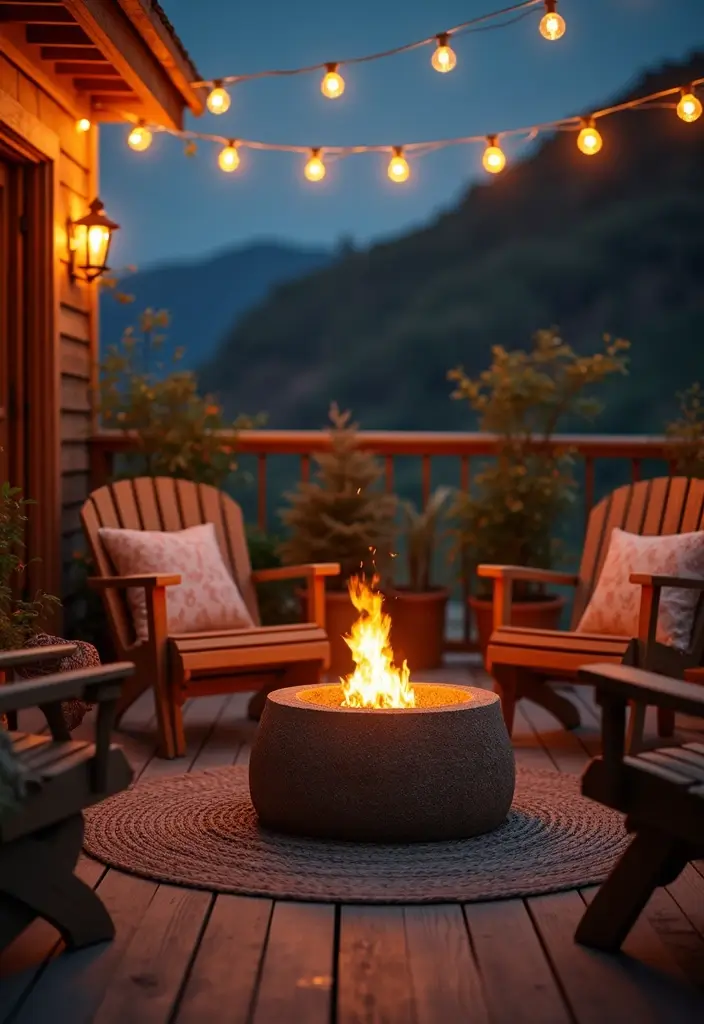 20 Balcony Design Ideas for Urban Living - 13. Warm Fire Pit