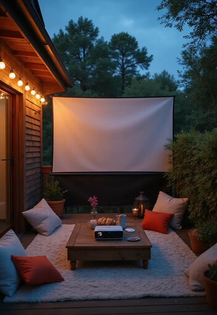 20 Balcony Design Ideas for Urban Living - 15. Movie Night Setup
