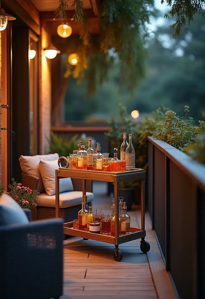 20 Balcony Design Ideas for Urban Living - 16. Elegant Bar Setup