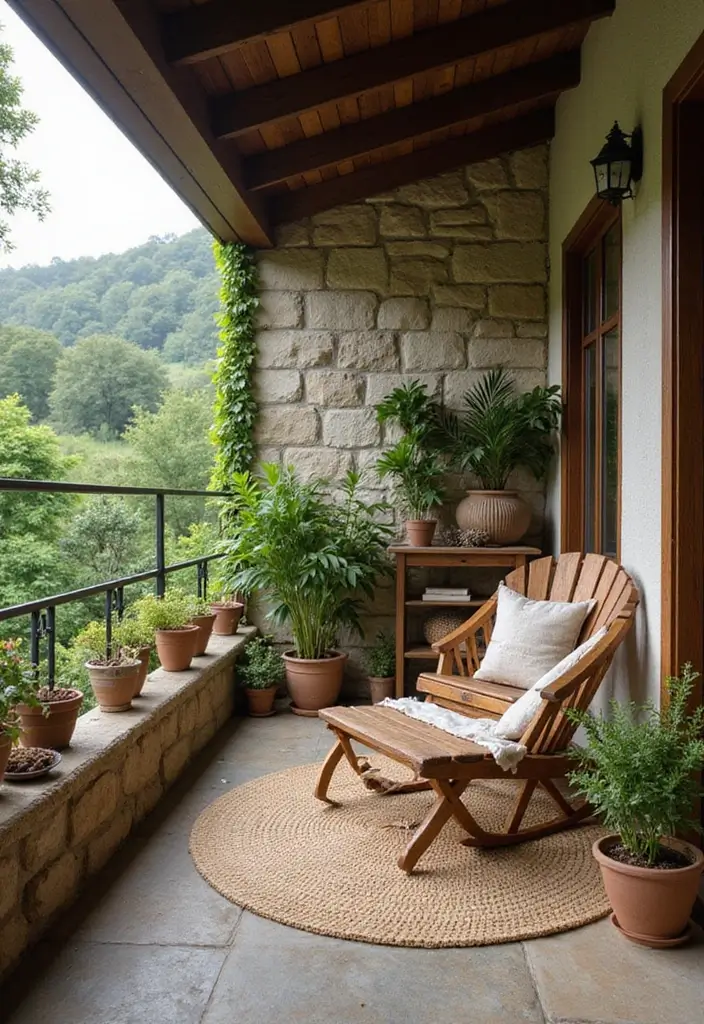 20 Balcony Design Ideas for Urban Living - 17. Earthy Natural Elements