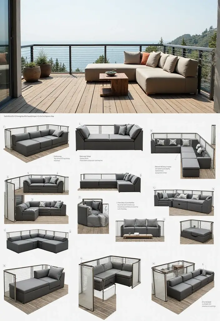 20 Balcony Design Ideas for Urban Living - 19. Customizable Furniture