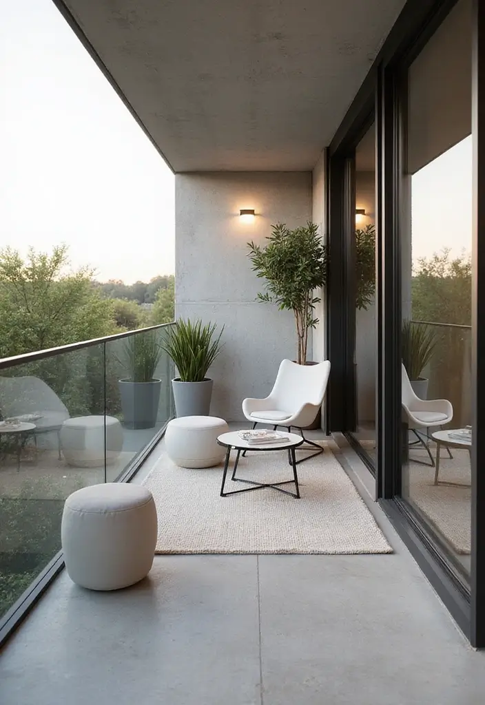 20 Balcony Design Ideas for Urban Living - 3. Minimalist Retreat