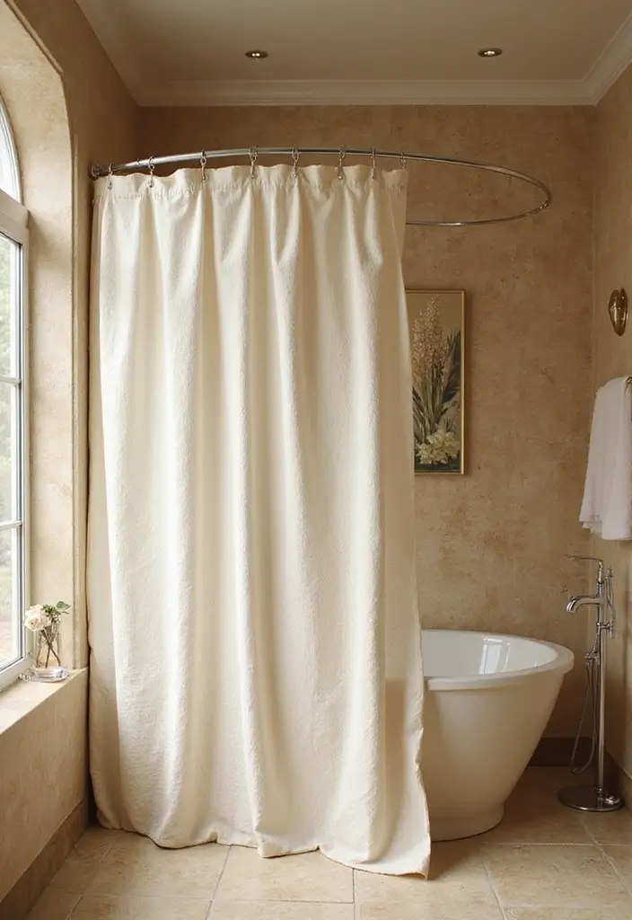 20 Bathroom Remodel Ideas for a Spa-Like Feel - 14. Luxurious Shower Curtains