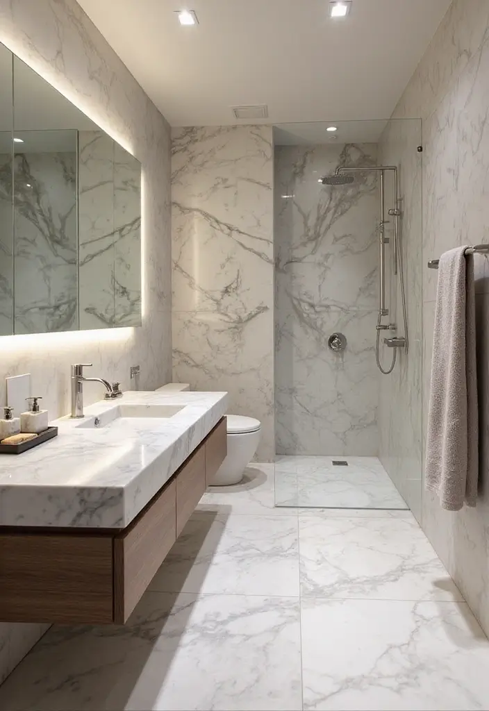 20 Bathroom Remodel Ideas for a Spa-Like Feel - 17. Marble Accents