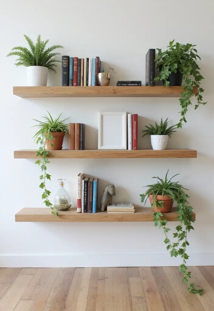 20 Bedroom Interior Design Ideas for a Dreamy Escape - 11. Artistic Shelving Solutions