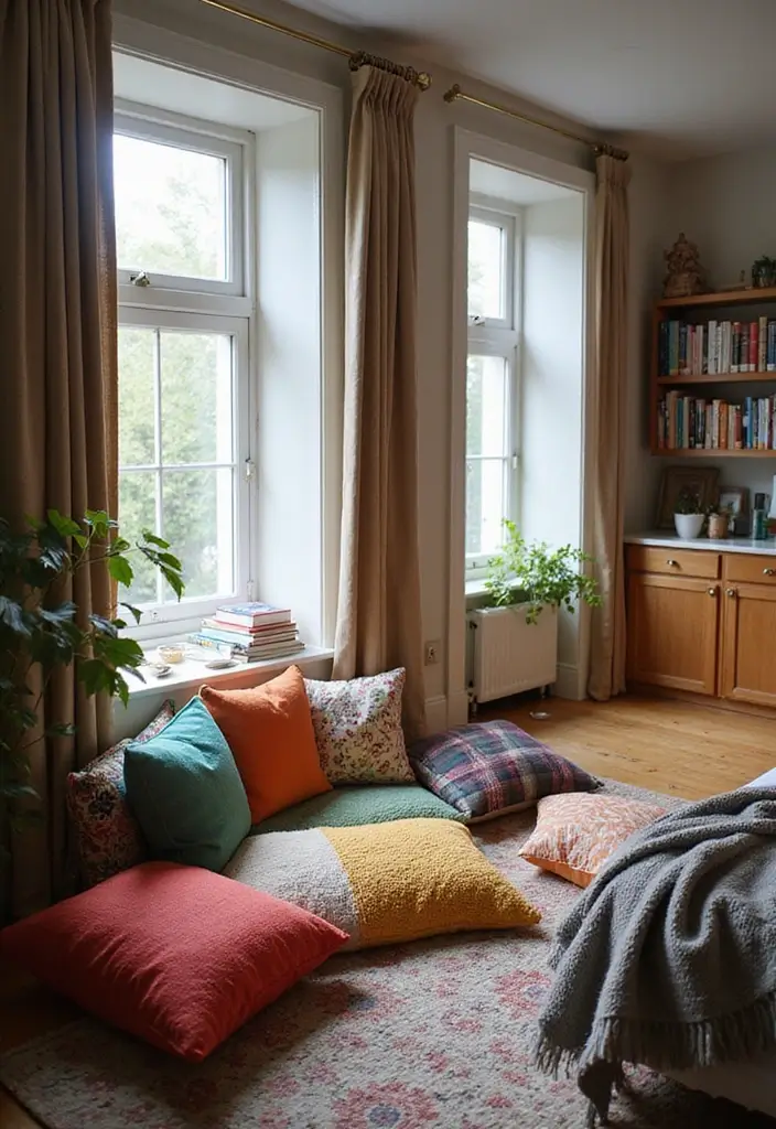 20 Bedroom Interior Design Ideas for a Dreamy Escape - 13. Cozy Nook with Floor Cushions