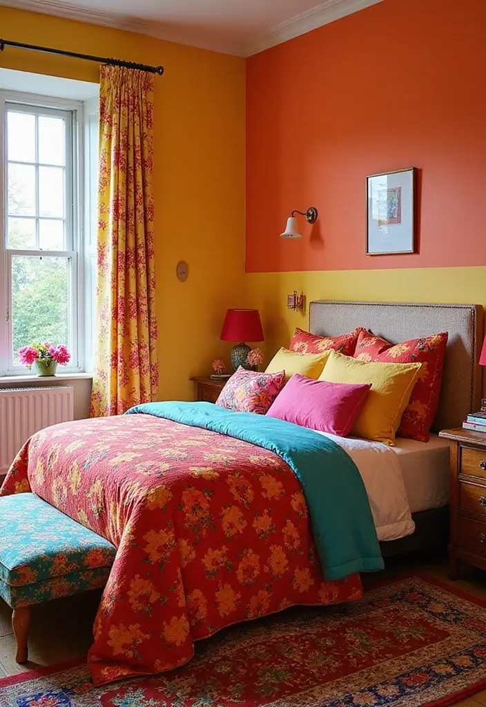 20 Bedroom Interior Design Ideas for a Dreamy Escape - 15. Bold Color Combinations
