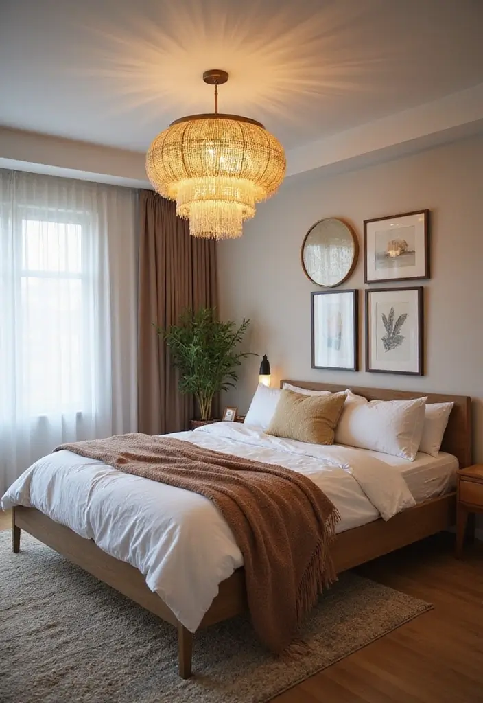 20 Bedroom Interior Design Ideas for a Dreamy Escape - 17. Statement Lighting Fixtures