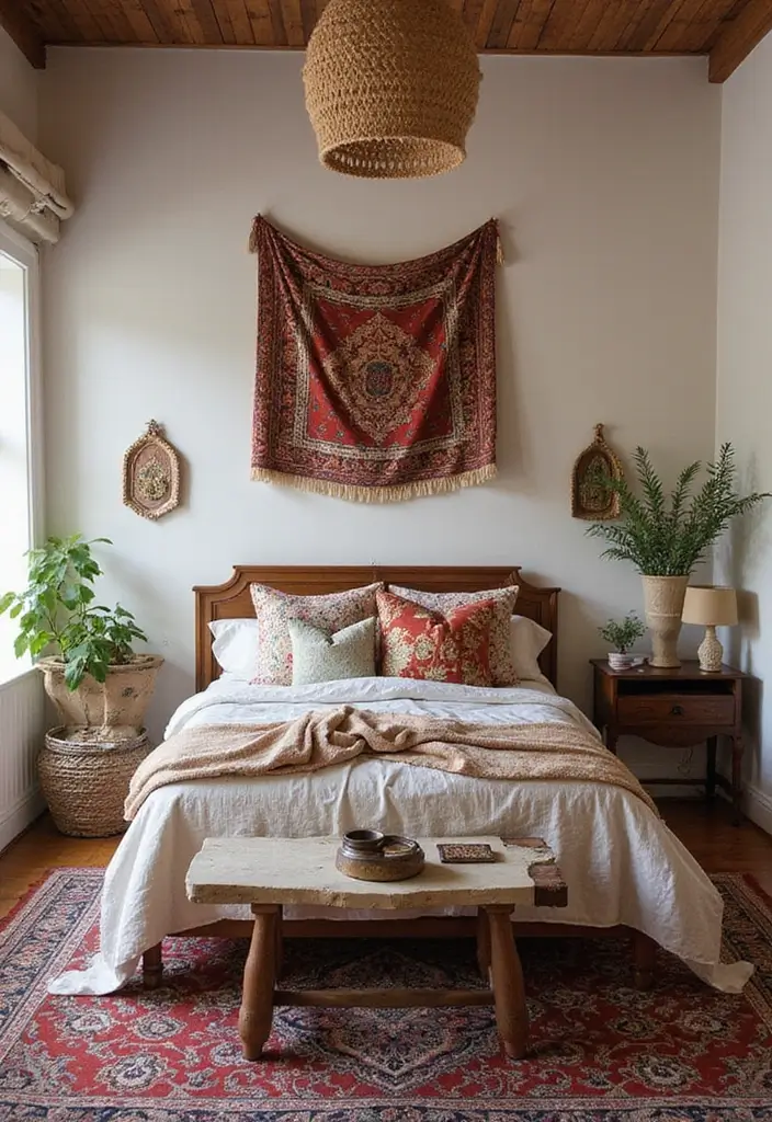 20 Bedroom Interior Design Ideas for a Dreamy Escape - 20. Incorporating Cultural Pieces